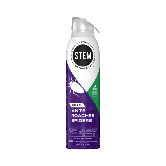 Aerosol spray can with 'STEM' branding on a white background