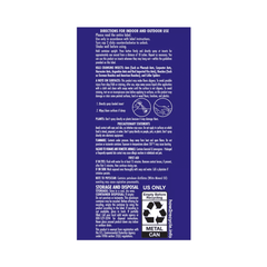 Back label of STEM Ant, roach and spider insecticide with text and symbols on a blue background
