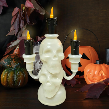 Skull Candle Light – Gothic LED Flameless Candle Halloween Horror Decor