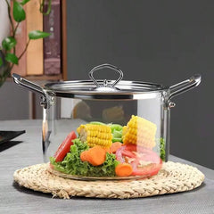 Borosilicate Glass Cooking Pot with Lid, 5.5L Clear