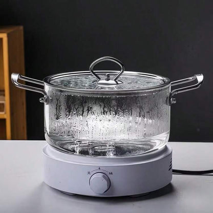 Borosilicate Glass Cooking Pot with Lid, 5.5L Clear