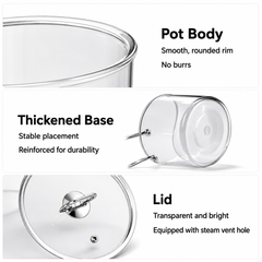 Borosilicate Glass Cooking Pot with Lid, 5.5L Clear