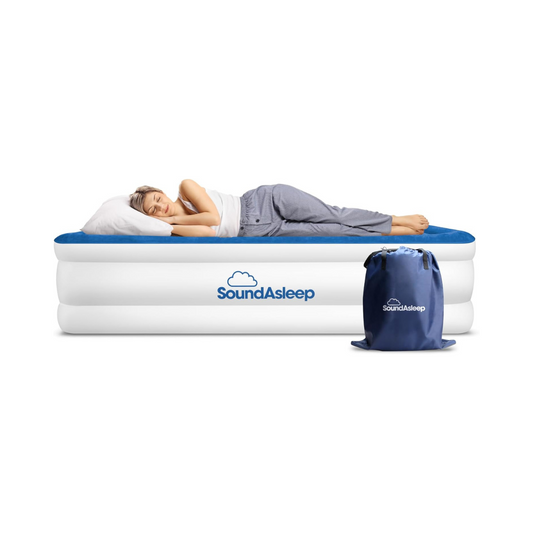 SoundAsleep Dream Series Luxury Air Mattress with ComfortCoil Technology & Built-in High Capacity Pump for Home & Camping- Double Height, Adjustable, Inflatable Blow Up, Portable - Queen Size