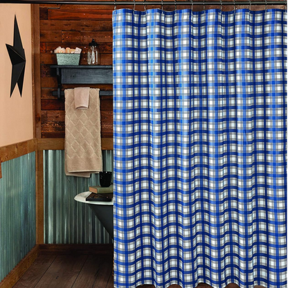 Shower Curtain Set, Lincoln Plaid Blue - Virah Bella