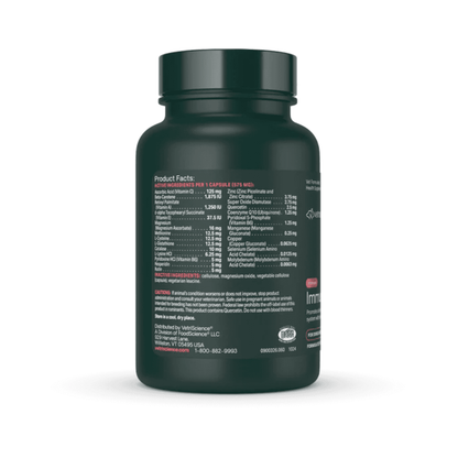 Back view of VetriScience Immunity Health dog supplement bottle with label