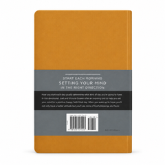 Wake Up to Hope devotional book by Joel Osteen leather bound in warm orange with gray FaithWords cover band and barcode