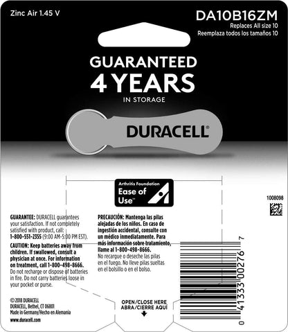 duracell easytab 10 hearing aid batteries size 10 yellow | 16 ct | best by 03/22 - Home Revival Shop