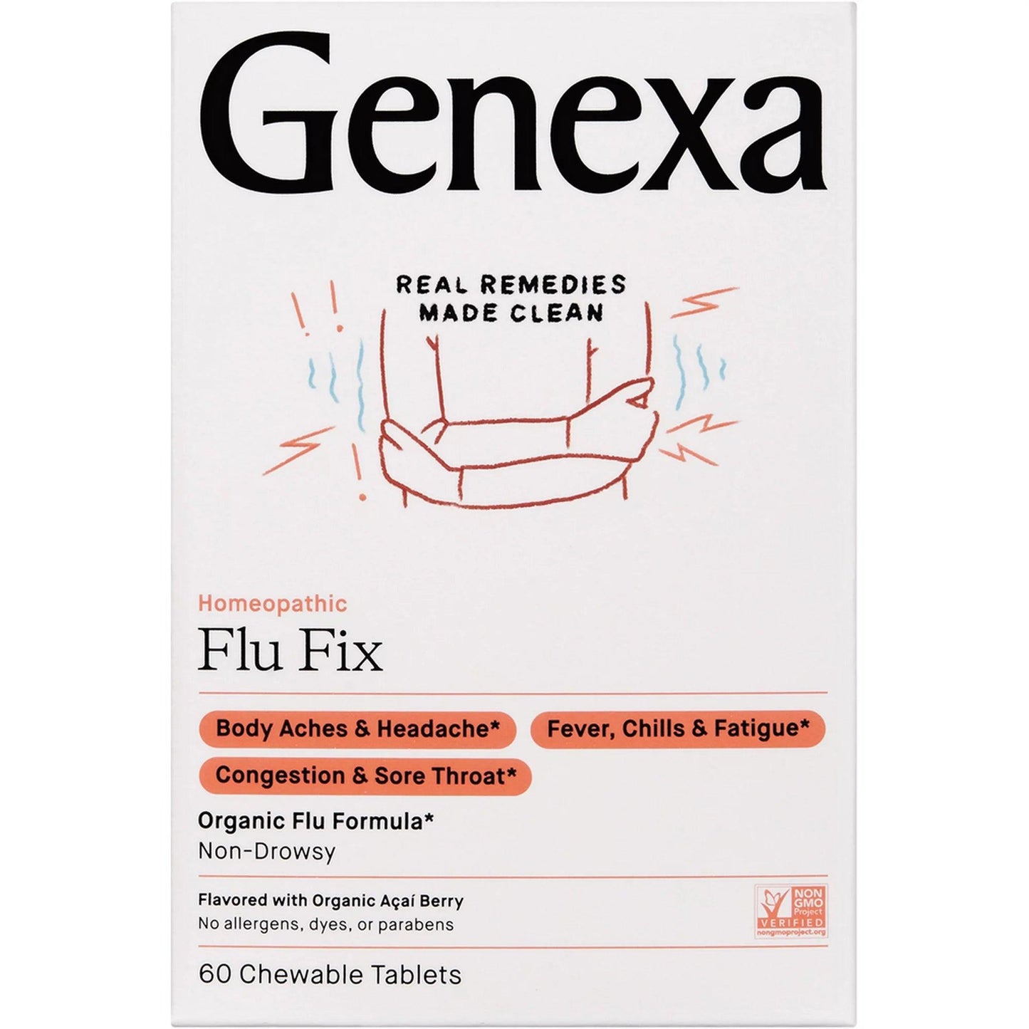 genexa | homeopathic flu fix | 60 chewable tablets | BEST BY 01/24 - Home Revival Shop