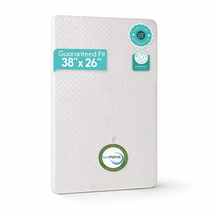 Mattress topper packaging with CertiPUR-US logo on a white background