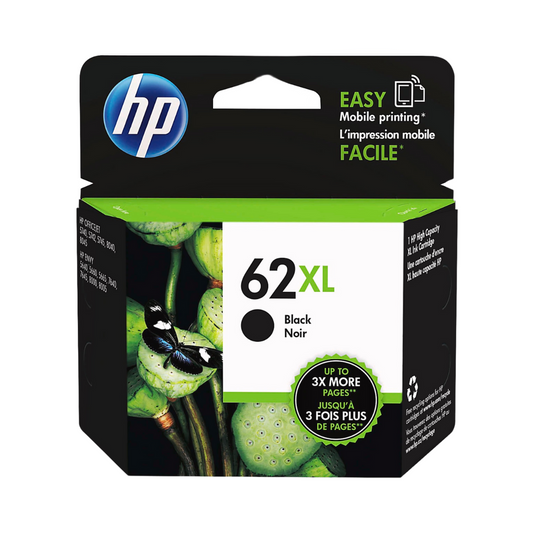 HP 62XL Black High Yield Ink Cartridge – Original, Up to 600 Pages (C2P05AN#140)
