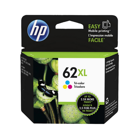 HP 62XL Tri-Color High Yield Ink Cartridge – Original, Up to 415 Pages (C2P07AN#140)