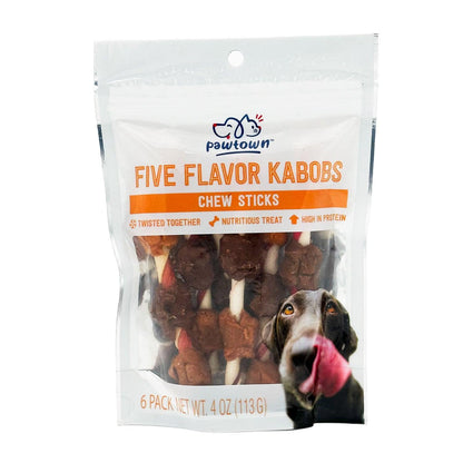 pawtown | five flavor kabobs dog treat chew sticks | 6 ct | BEST BY 01/24 - Home Revival Shop
