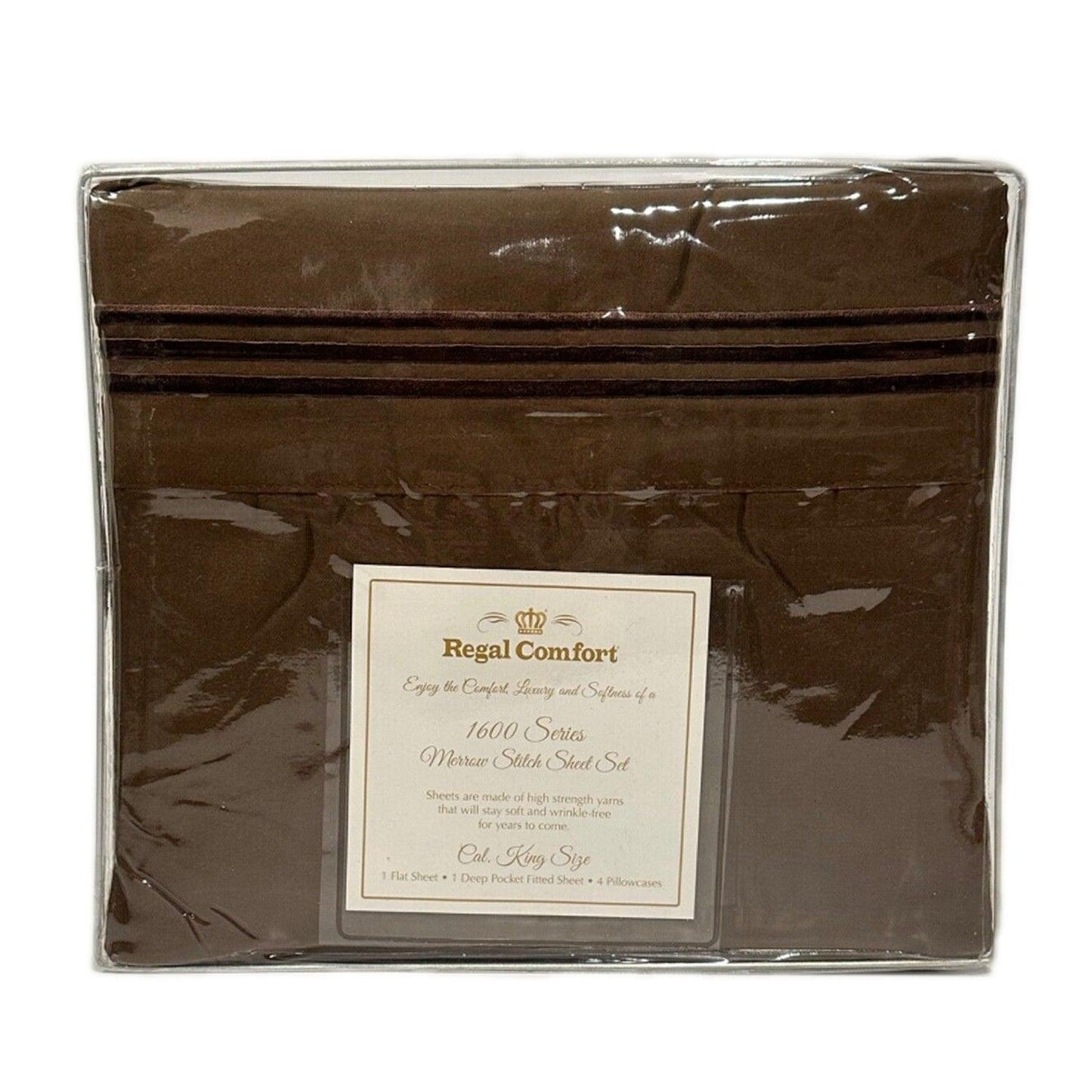regal comfort | merrow stitch sheet set | 6 pc. | chocolate | cal king - Home Revival Shop