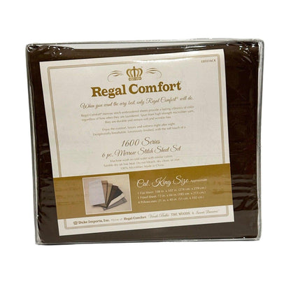 regal comfort | merrow stitch sheet set | 6 pc. | chocolate | cal king - Home Revival Shop