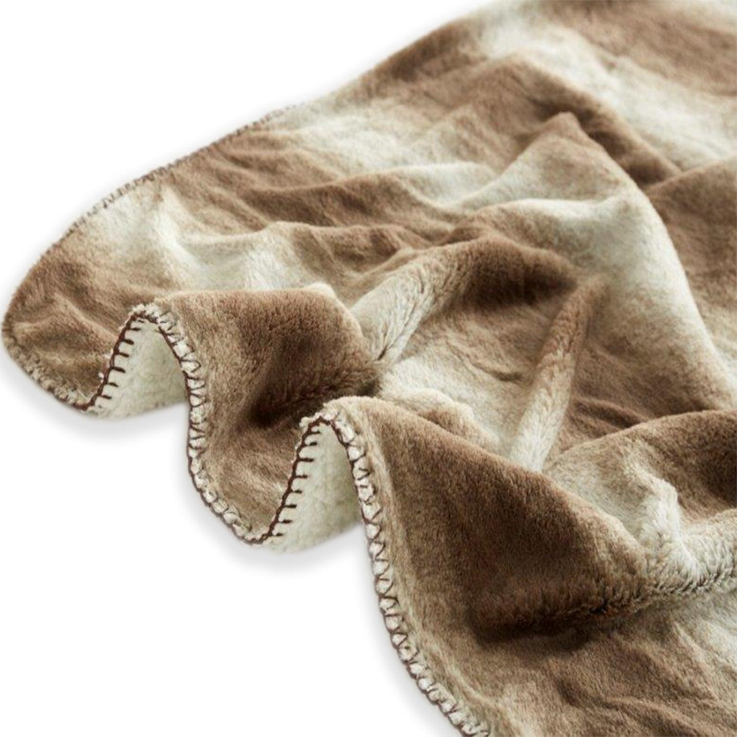 regal comfort | sherpa throw | fading glade ombre in brown & cream - Home Revival Shop