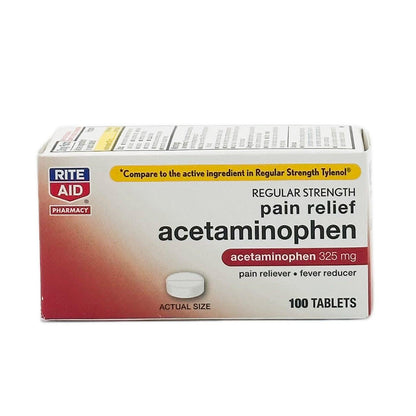 Rite Aid Regular Strength Acetaminophen Pain 325 mg 100 Tablets | BEST BY 06/23 - Home Revival Shop