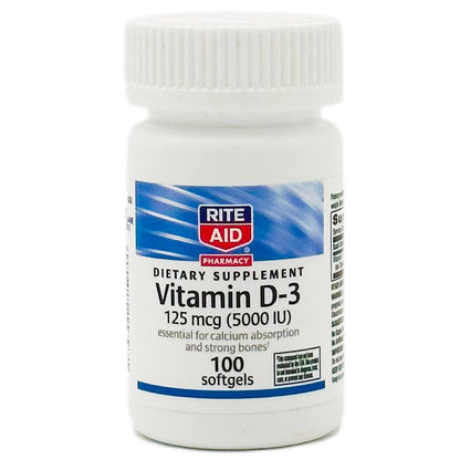 rite aid | vitamin D-3 5,000 iu | 100 soft gels | BEST BY 03/25 - Home Revival Shop