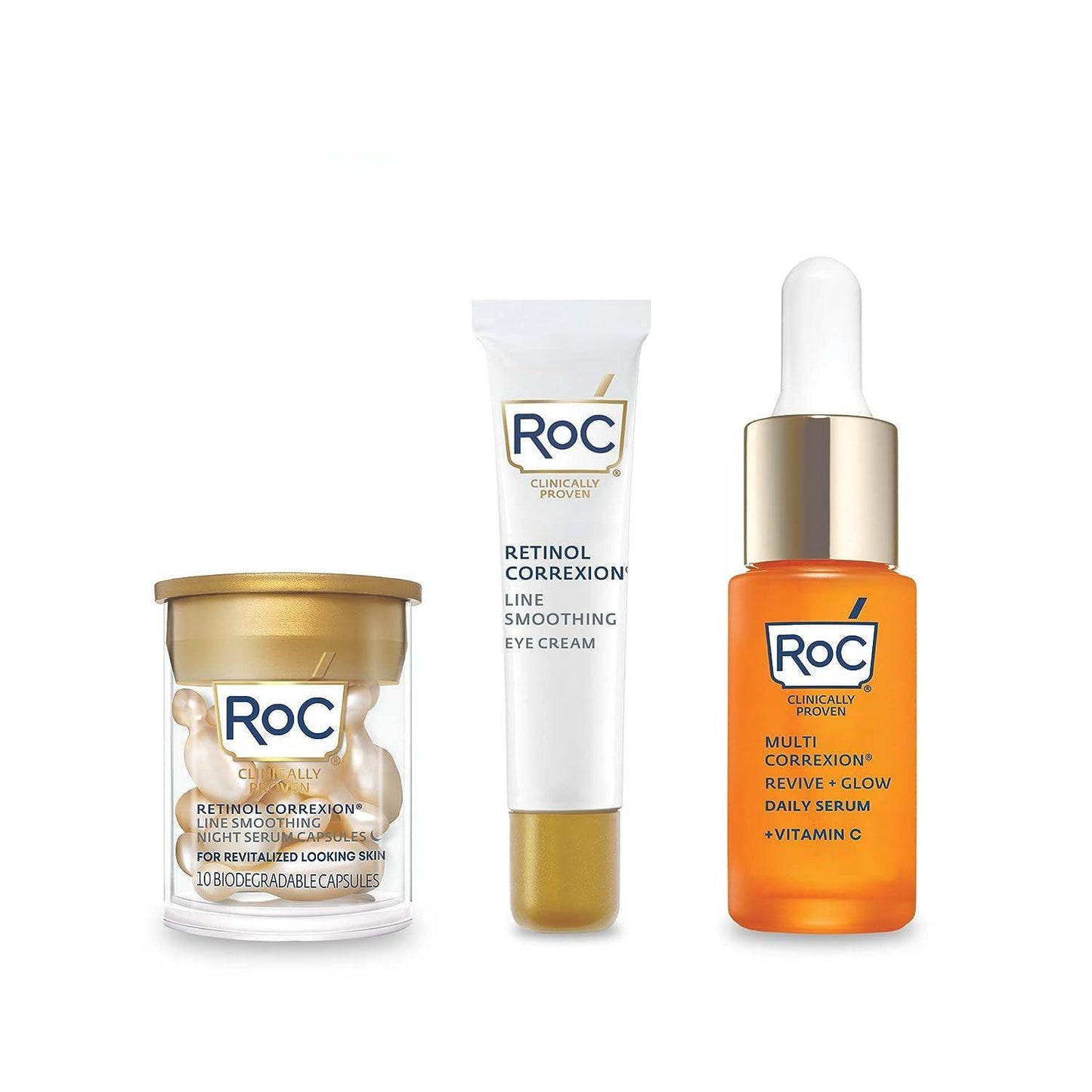 RoC AM PM Gift Set - Retinol Eye Cream, Capsules, 10% Vitamin C - Travel Size - Home Revival Shop