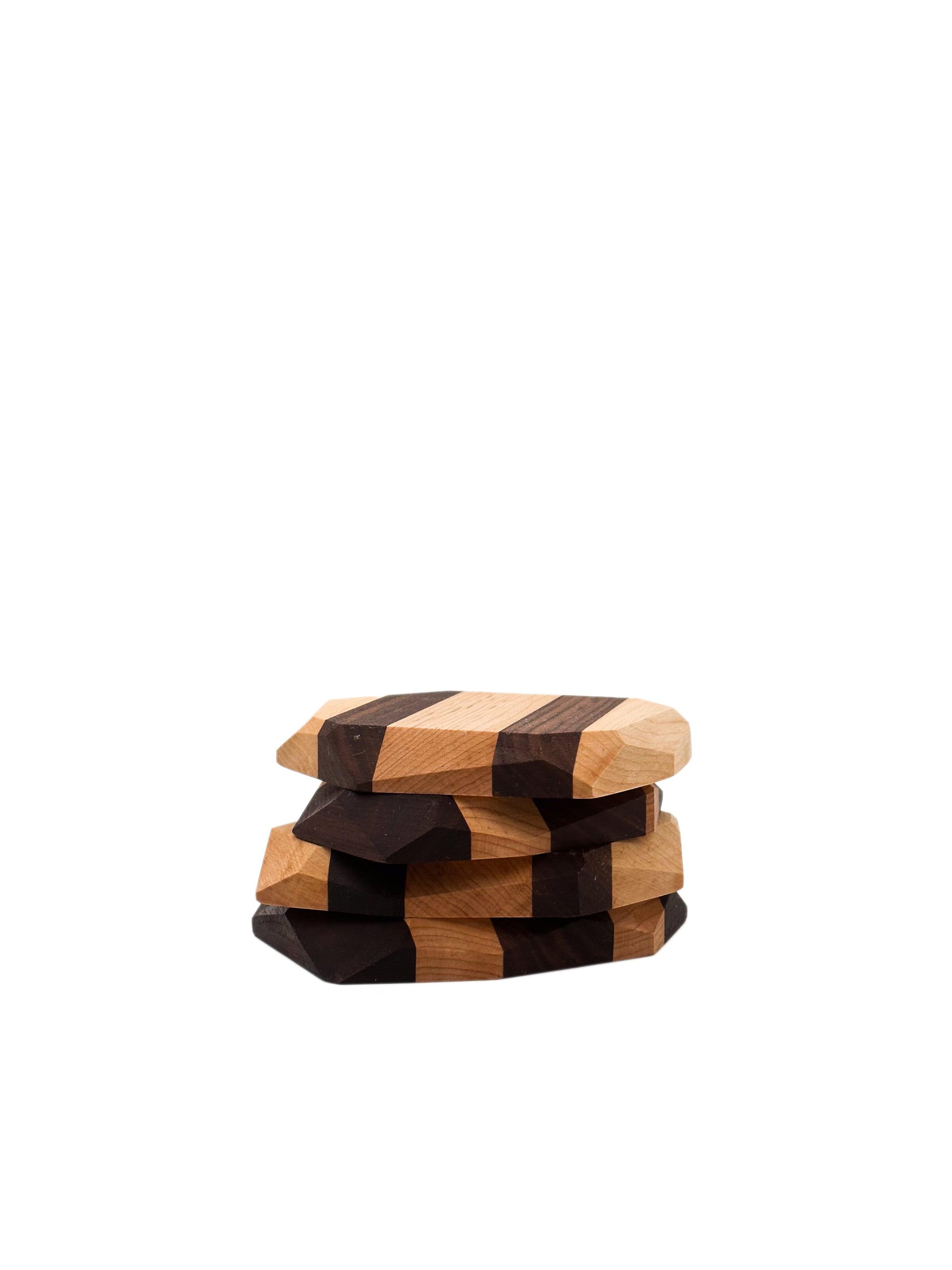 the iron roots designs | wooden geometric coasters | set of 4 - Home Revival Shop