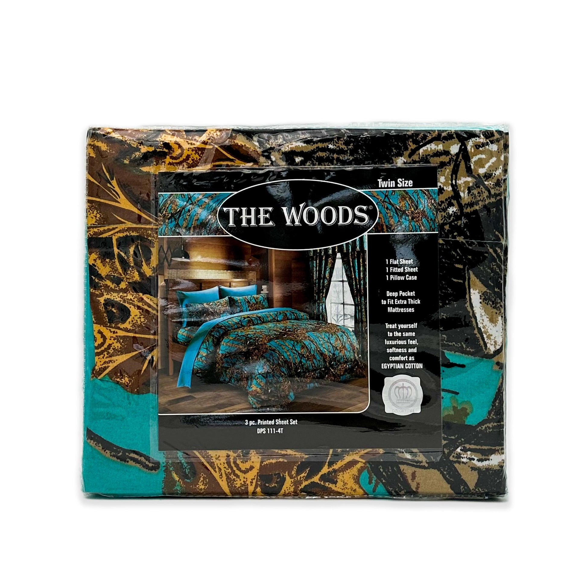 the woods | 3 pc. printed sheet set | blue camouflage | twin - Home Revival Shop