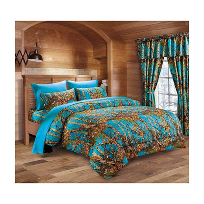 the woods | 3 pc. printed sheet set | blue camouflage | twin - Home Revival Shop