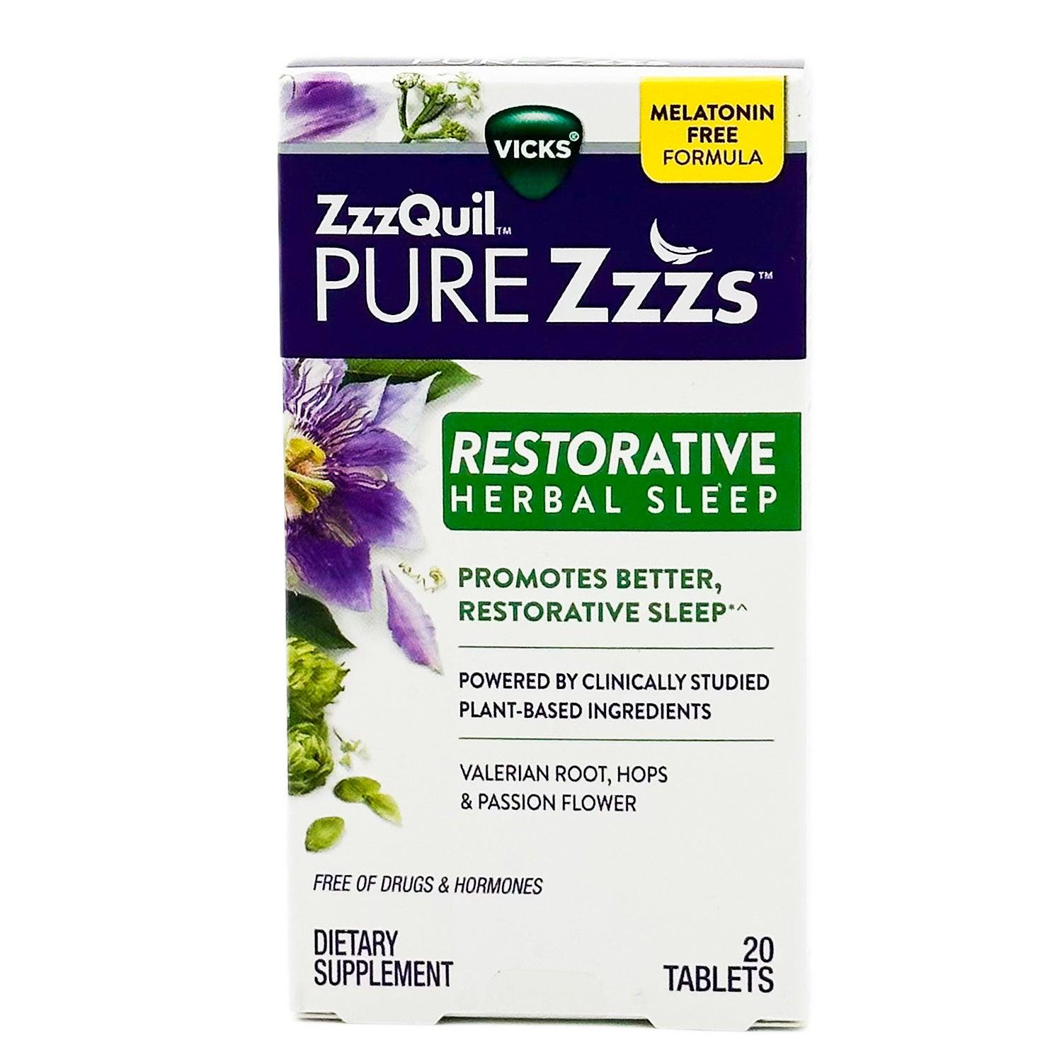 vick's | pure zzzs restorative herbal sleep | 20 tablets | BEST BY 04/22 - Home Revival Shop