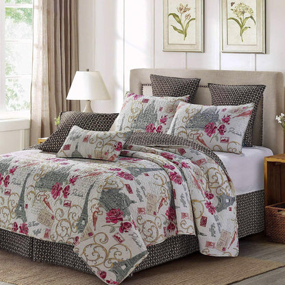 virah bella | quilt set 3 pc. | paris themed, light-wight/reversible | king - Home Revival Shop