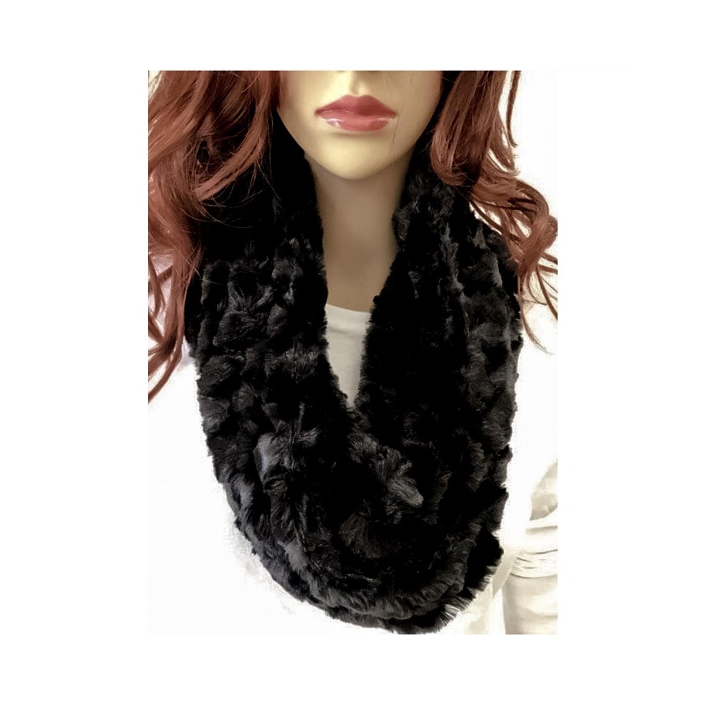 virah bella | rolling hearts infinity scarf in black | 33" by 6" - Home Revival Shop