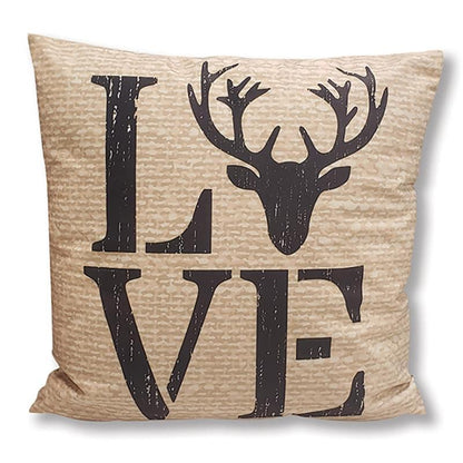 Virah Bella "Deer Love" Decorative Throw Pillow in Tan/Black - 18" Square - Home Revival Shop